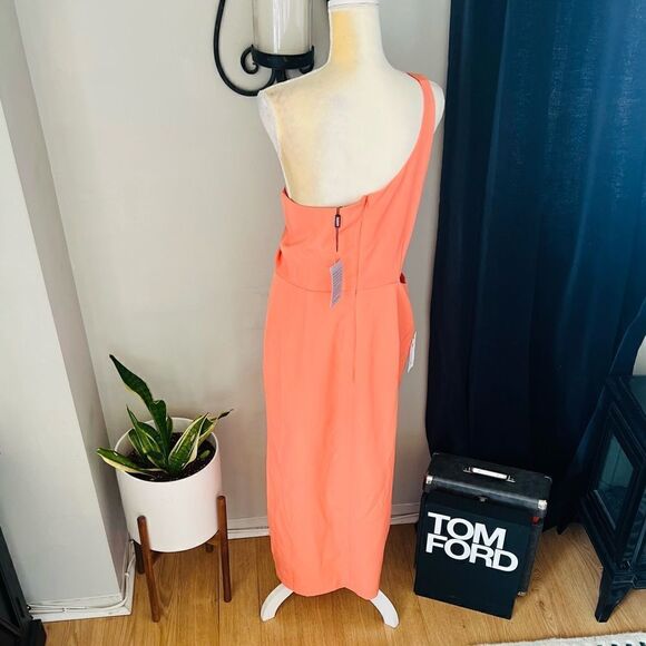 BARDOT JENNA ONE SHOULDER CUTOUT DRESS, Size 12 (XXL) ORANGE FIZ, NWT - Picture 12 of 17